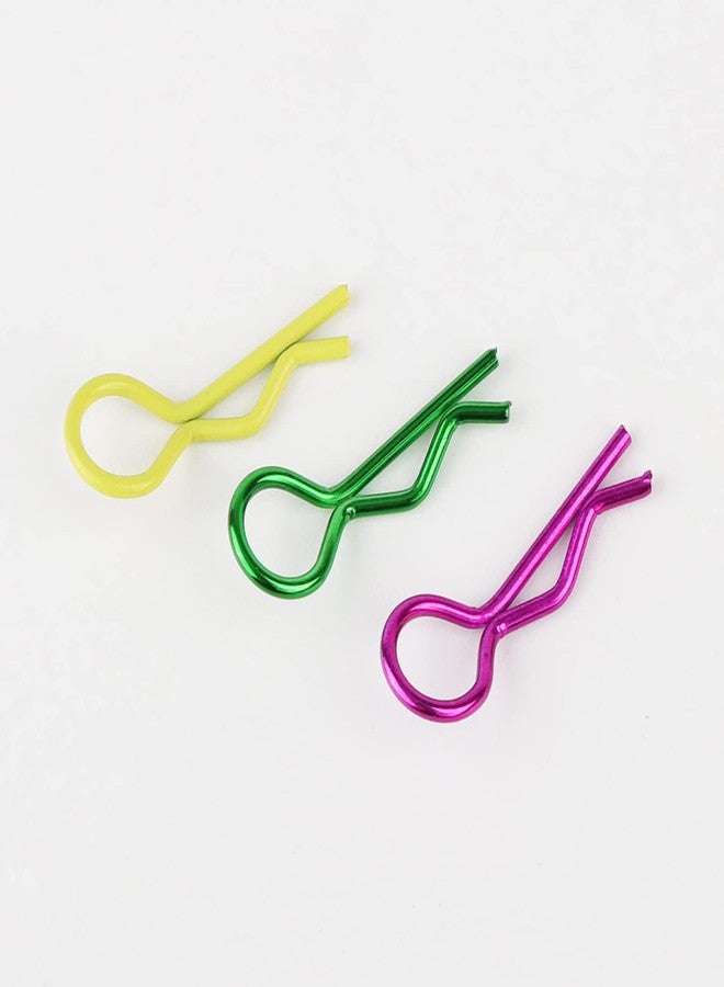 Rchobbytop 60pcs RC Body Clips Universal R Pins for 1/8 1/10 Scale On Road Car Off Road Buggy Rock Crawler Truck Short Course Shell, Purple & Yellow & Green - Image 3